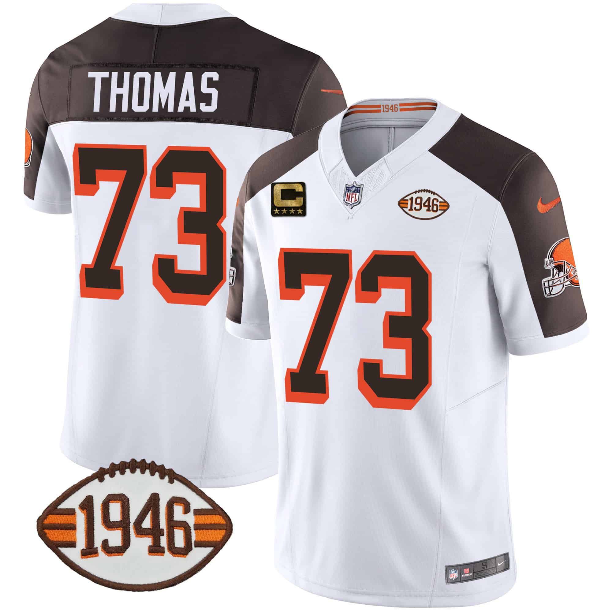 Men Cleveland Browns #73 Thomas White 1946 75th Anniversary Patch 2024 Nike NFL Jersey style 1->indianapolis colts->NFL Jersey